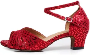 JUODVMP Women's Dance Shoes Printed Ballroom Dancing Heels Professional Dancing Practice Shoes
