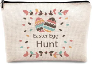 kdqua Happy Easter Rabbit Makeup Bag, Green Rabbit Egg Teen Girls Holiday Gifts Linen Cosmetic Bag Zipper Pouch Travel Toiletry Bag, Easter Theme Easter Bunny Print Gifts for Women Girls (egg)