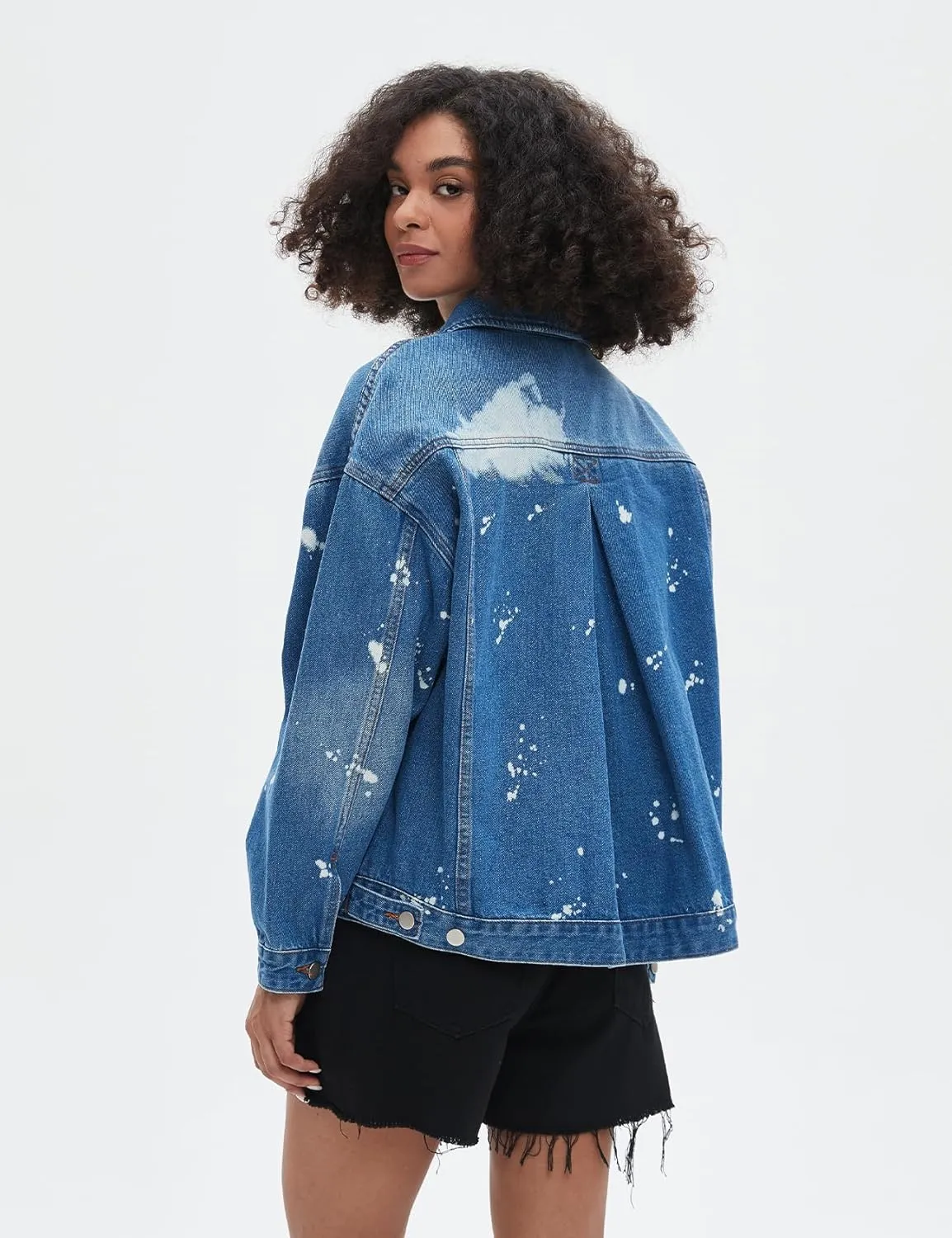 Kedera Women's Blue Jean Jacket Oversized Distressed Button Down Denim Jacket Vintage Long Sleeve Soft Boyfriend Coat