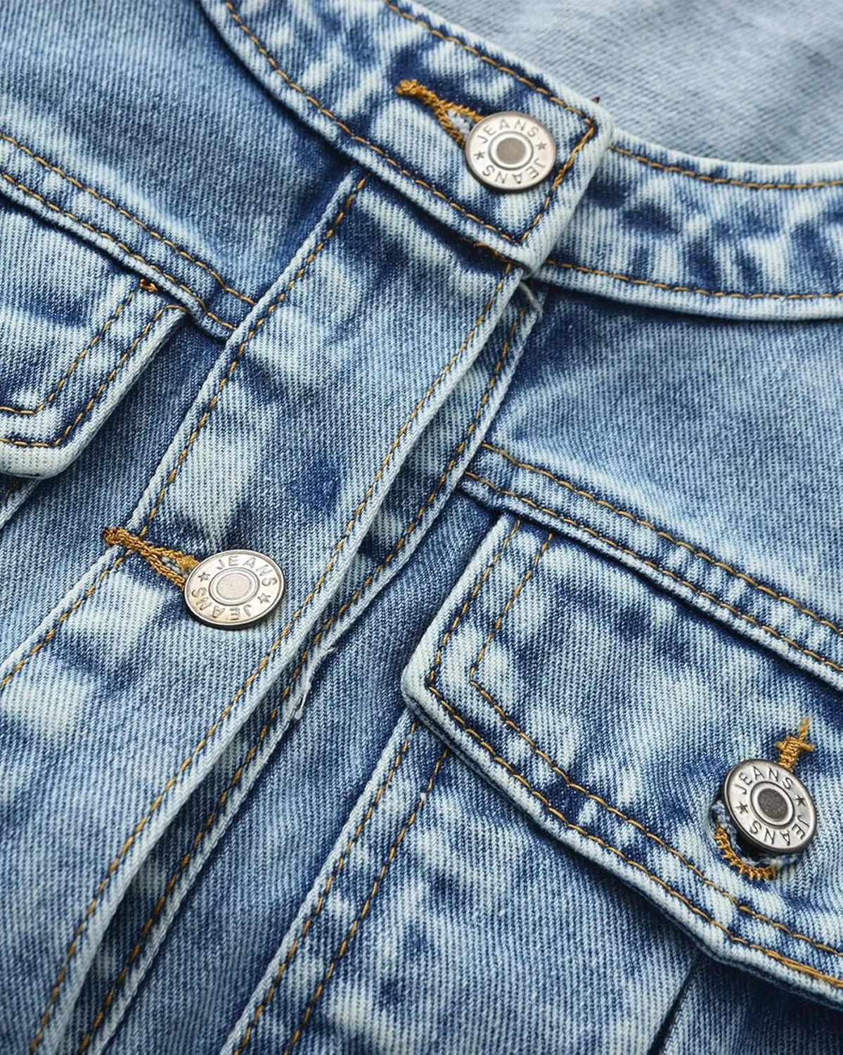 Kedera Women's Denim Jacket Button Down Collarless Long Sleeve Washed Cute Jean Jackets