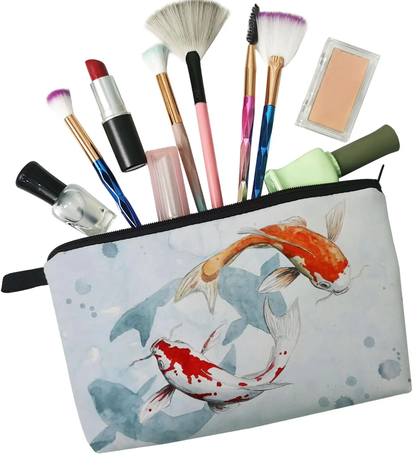 Koi Fish Makeup Bag Cute Small Fancy Carp Organizer Zipper Pouch Birthday Lucky Present Koi Fish Cosmetic Bag for Women Friends