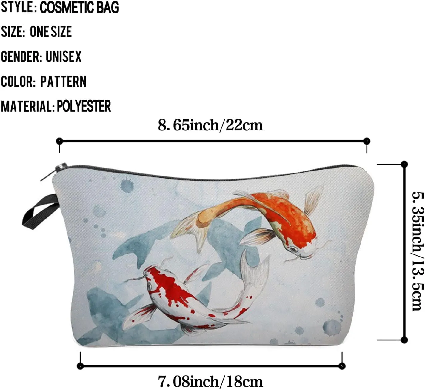 Koi Fish Makeup Bag Cute Small Fancy Carp Organizer Zipper Pouch Birthday Lucky Present Koi Fish Cosmetic Bag for Women Friends