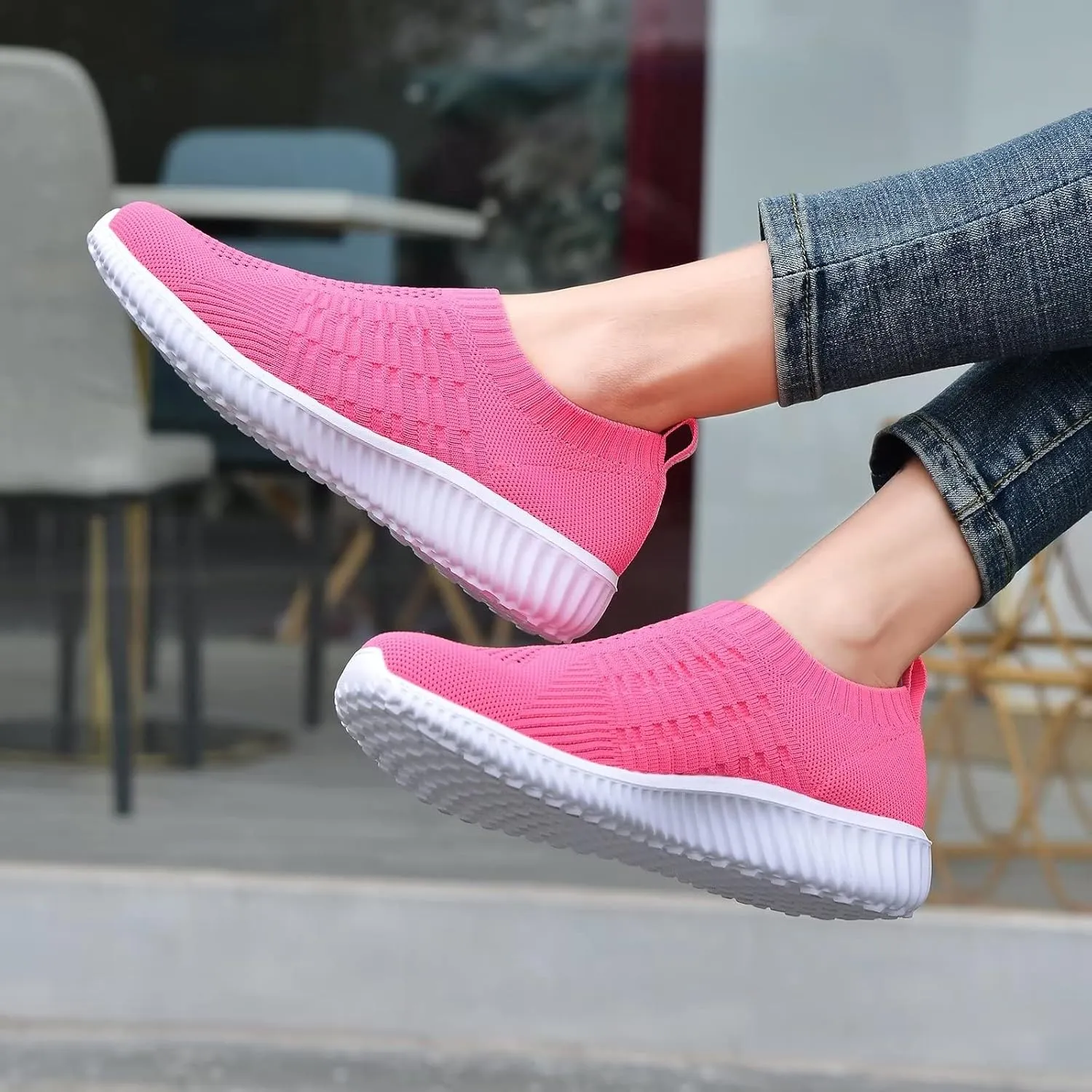 konhill Women's Slip On Walking Shoes Breathable Mesh Sneakers Work Casual Tennis Shoes
