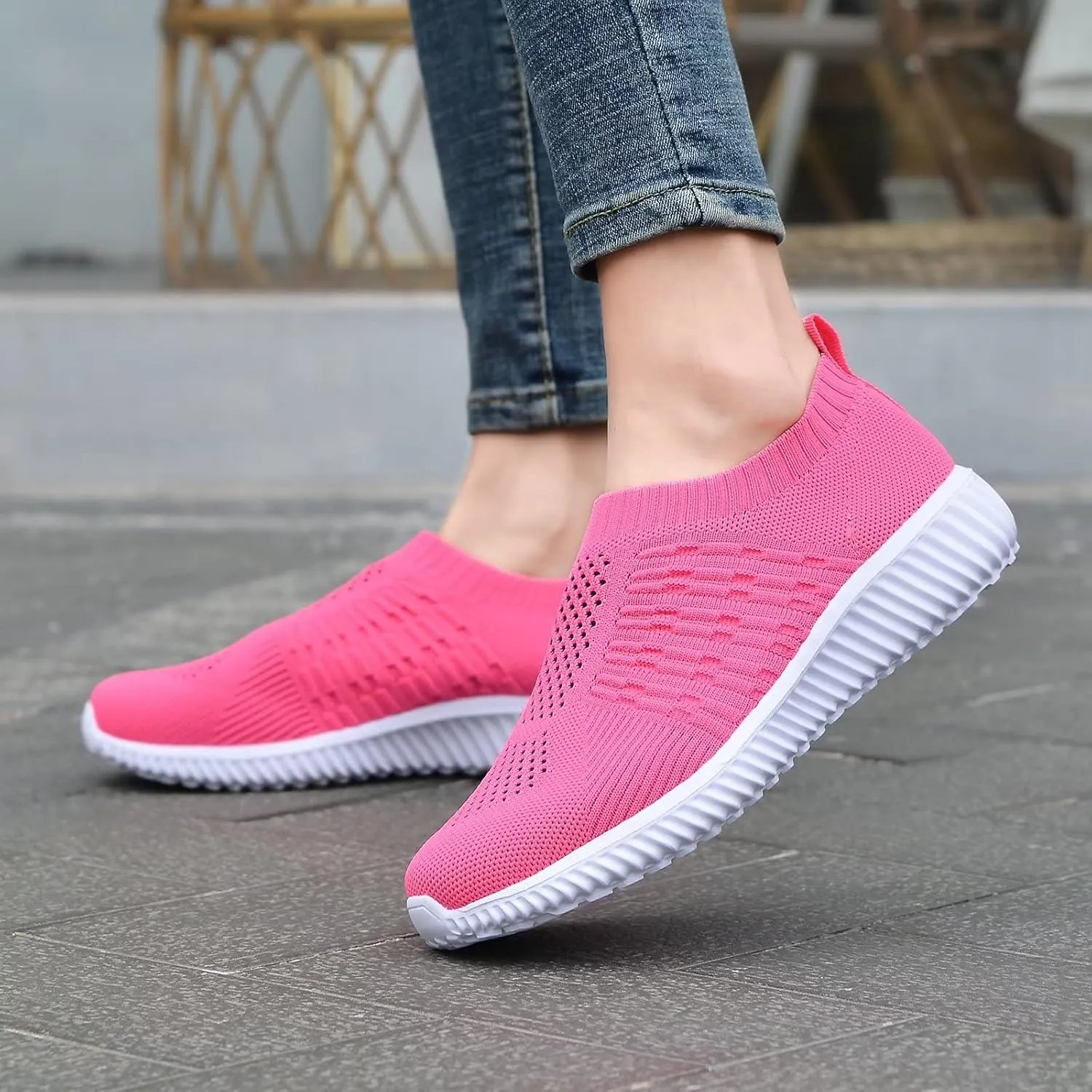 konhill Women's Slip On Walking Shoes Breathable Mesh Sneakers Work Casual Tennis Shoes