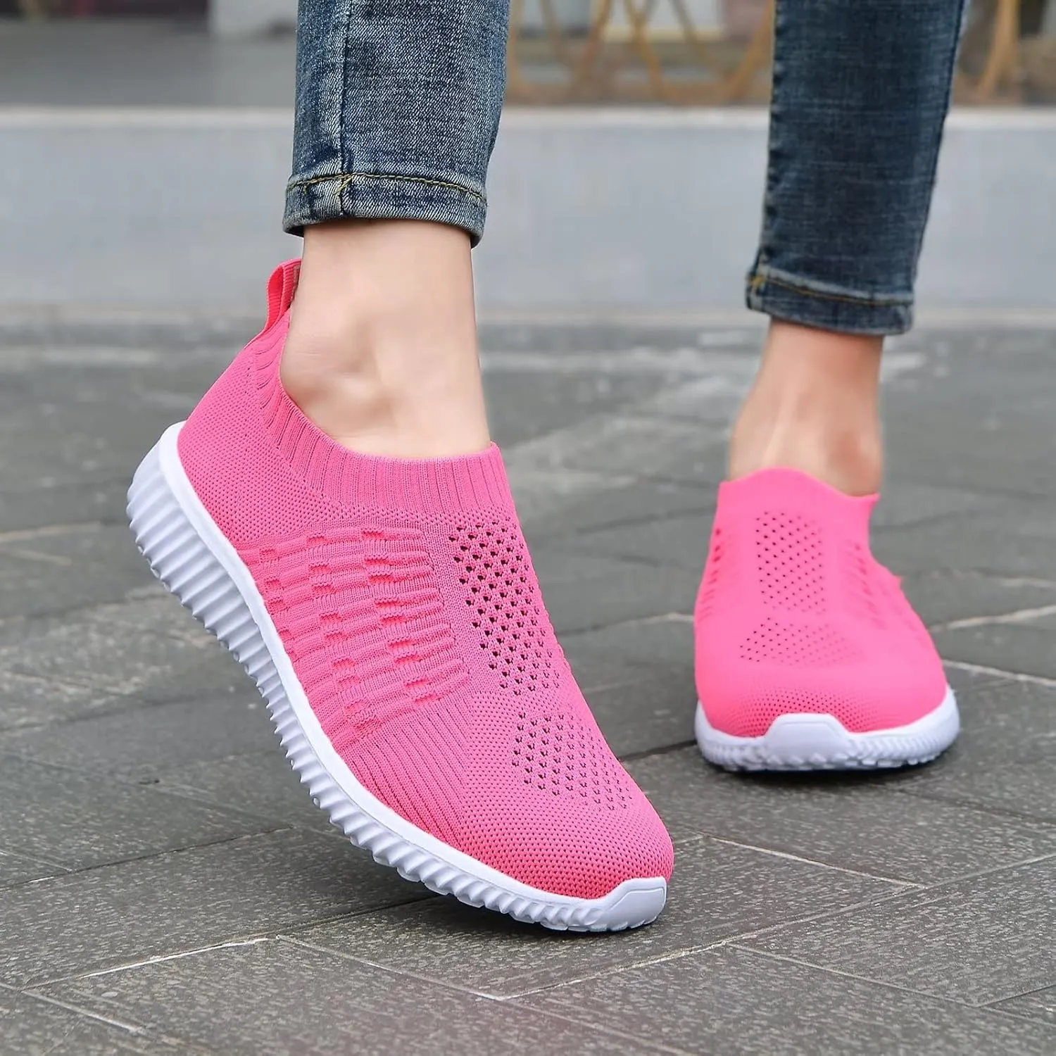 konhill Women's Slip On Walking Shoes Breathable Mesh Sneakers Work Casual Tennis Shoes