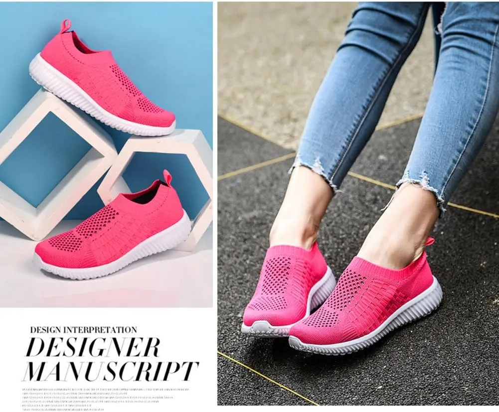 konhill Women's Slip On Walking Shoes Breathable Mesh Sneakers Work Casual Tennis Shoes