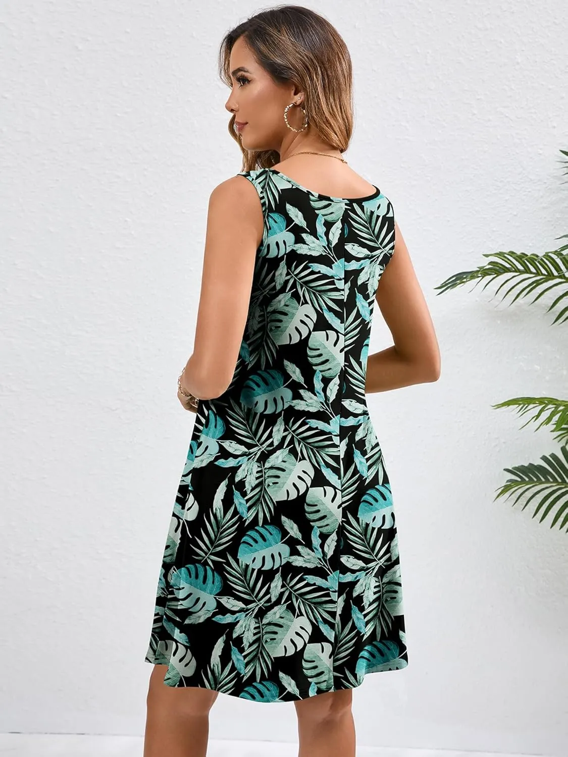 KORSIS Summer Dresses for Women Casual T Shirt Tank Dresses Sleeveless Swing Flowy Ladies Beach Vacation Sundress with Pocket
