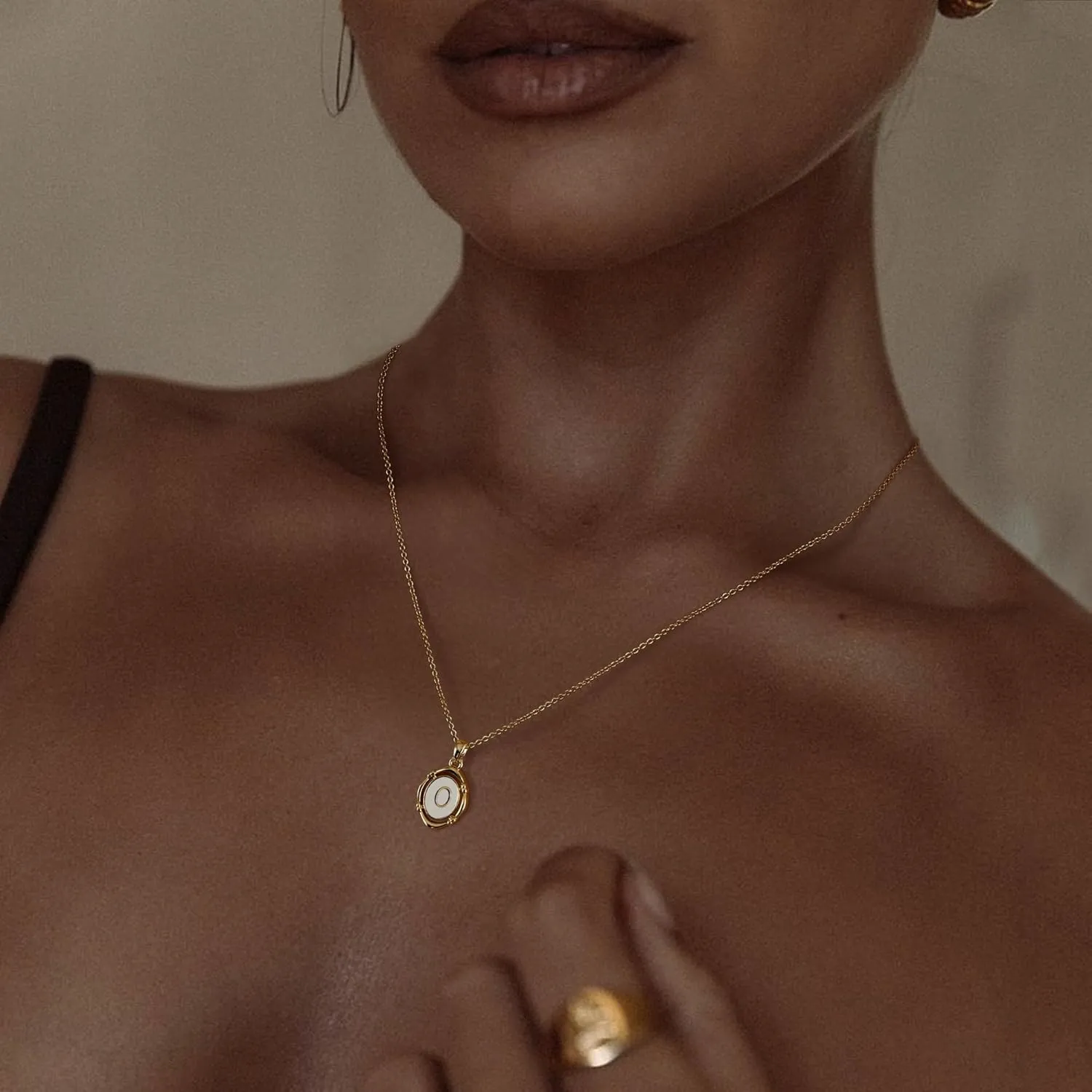 Krfy Initial Necklaces for Women - Dainty Gold Charm Necklaces 14K Gold Plated Oval Letter White Enamel Personalized Name Necklaces for Women Trendy Gold Necklace Jewelry