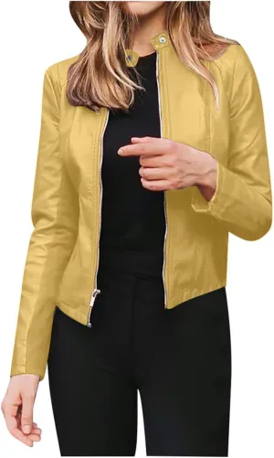 Kuluzego Womens Cardigan Front Coat Baby Tees Jacket Outerwear for Women Long Sleeve Faux Leather Fall Winter Coat 2025 Y2K