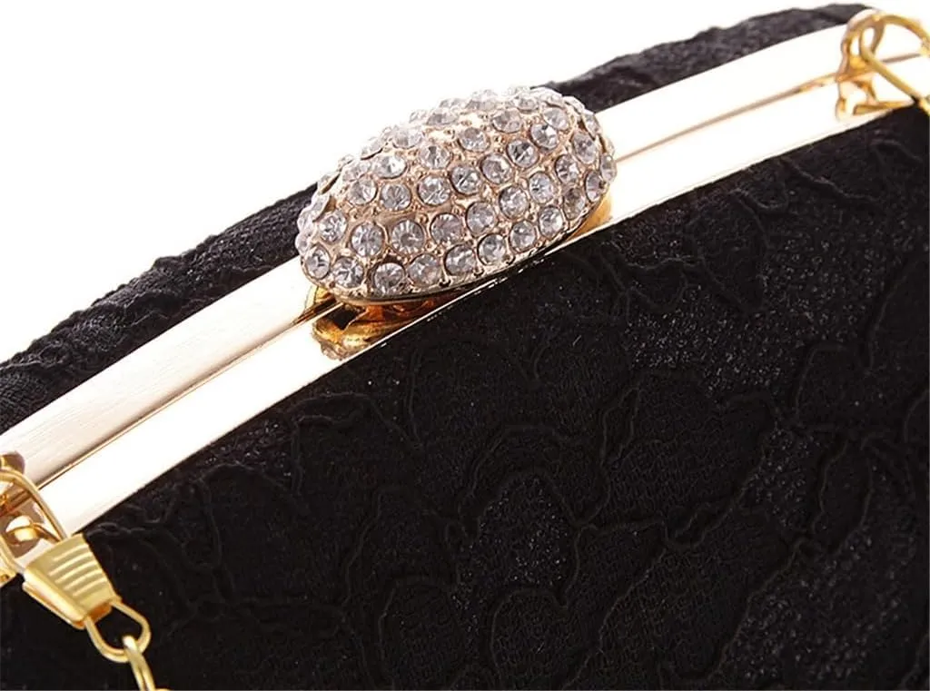 Lace Evening Bag Europe and America Women's Bag Nightclub Bag Female Clutch Evening Bag Chain Small Square