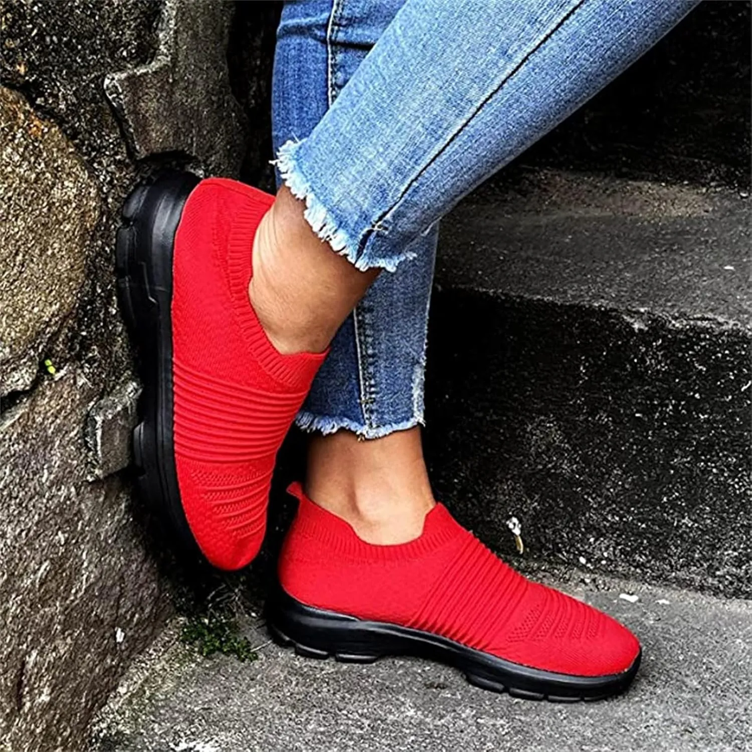 Ladmiple Gym Shoes For Women Workout Memory Foam Athletic Walking Running Shoes Slip On Casual Mesh Tennis Sneakers