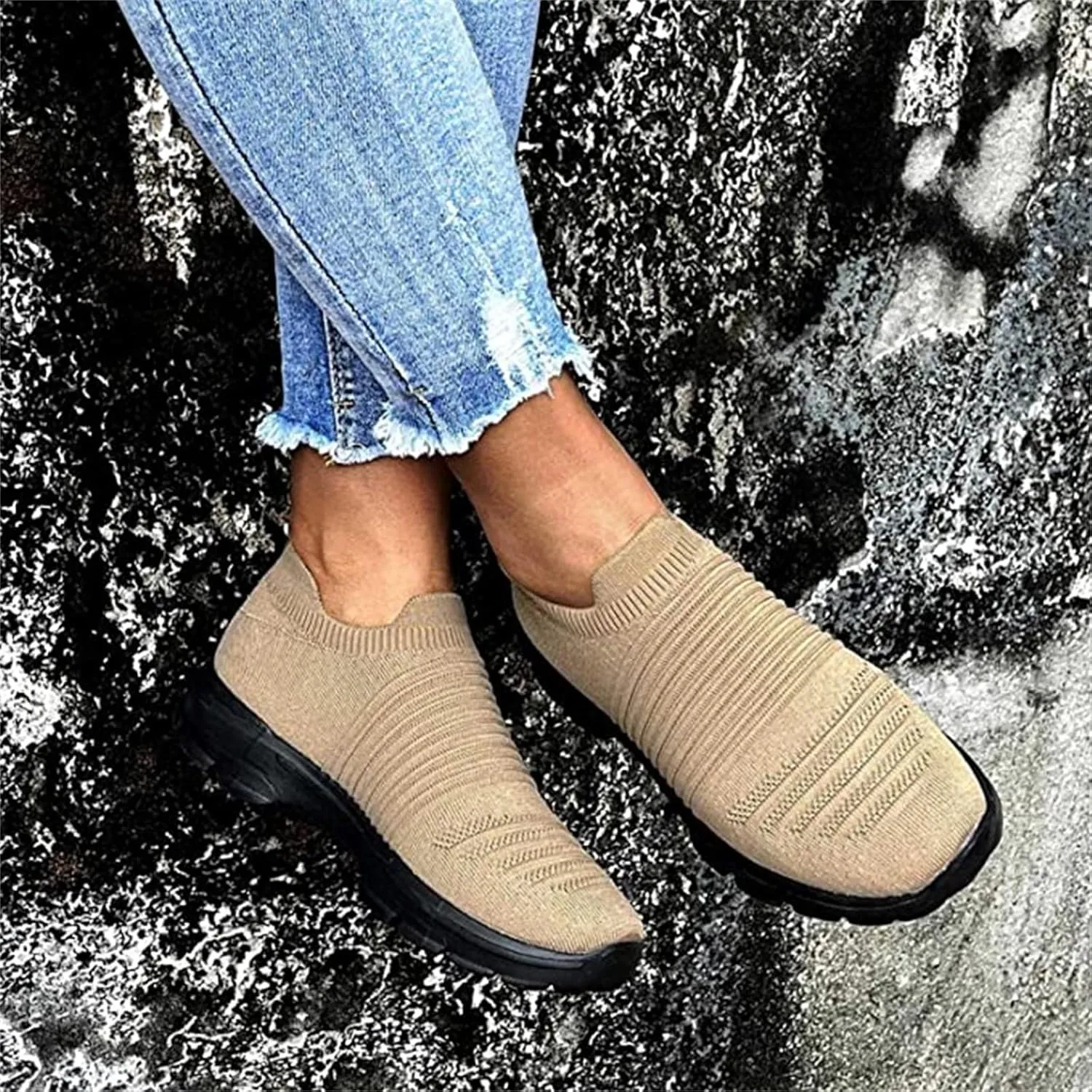 Ladmiple Gym Shoes For Women Workout Memory Foam Slip On Running Shoes Non Slip Walking Tennis Fashion Athletic Sneakers