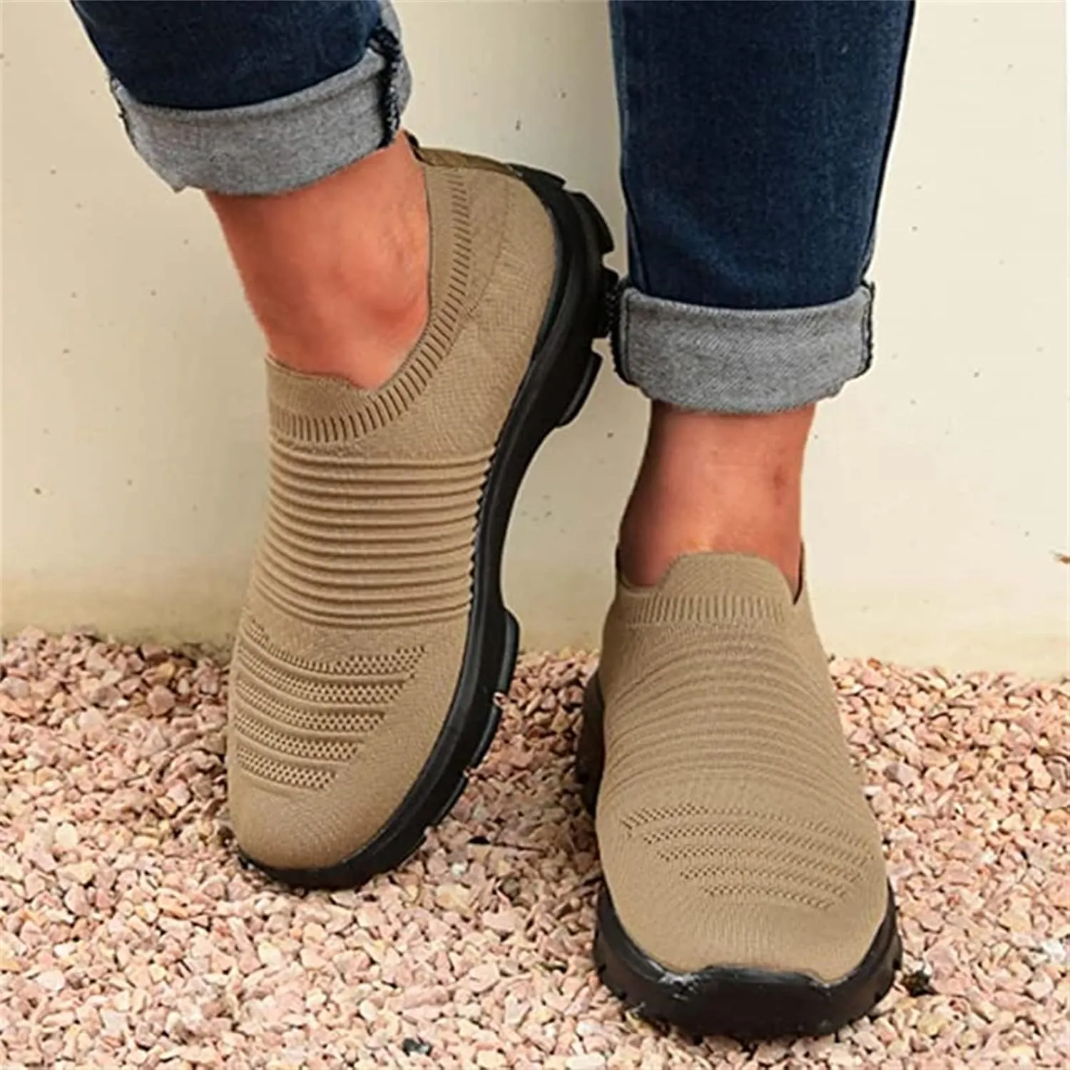 Ladmiple Gym Shoes For Women Workout Memory Foam Slip On Running Shoes Non Slip Walking Tennis Fashion Athletic Sneakers