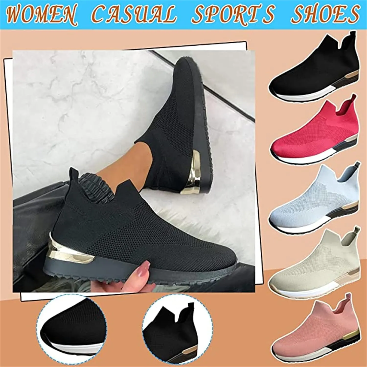 Ladmiple Gym Shoes For Women Workout Running Slip On Walking Shoes Non Slip Breathable Casual Athletic Tennis Sneakers