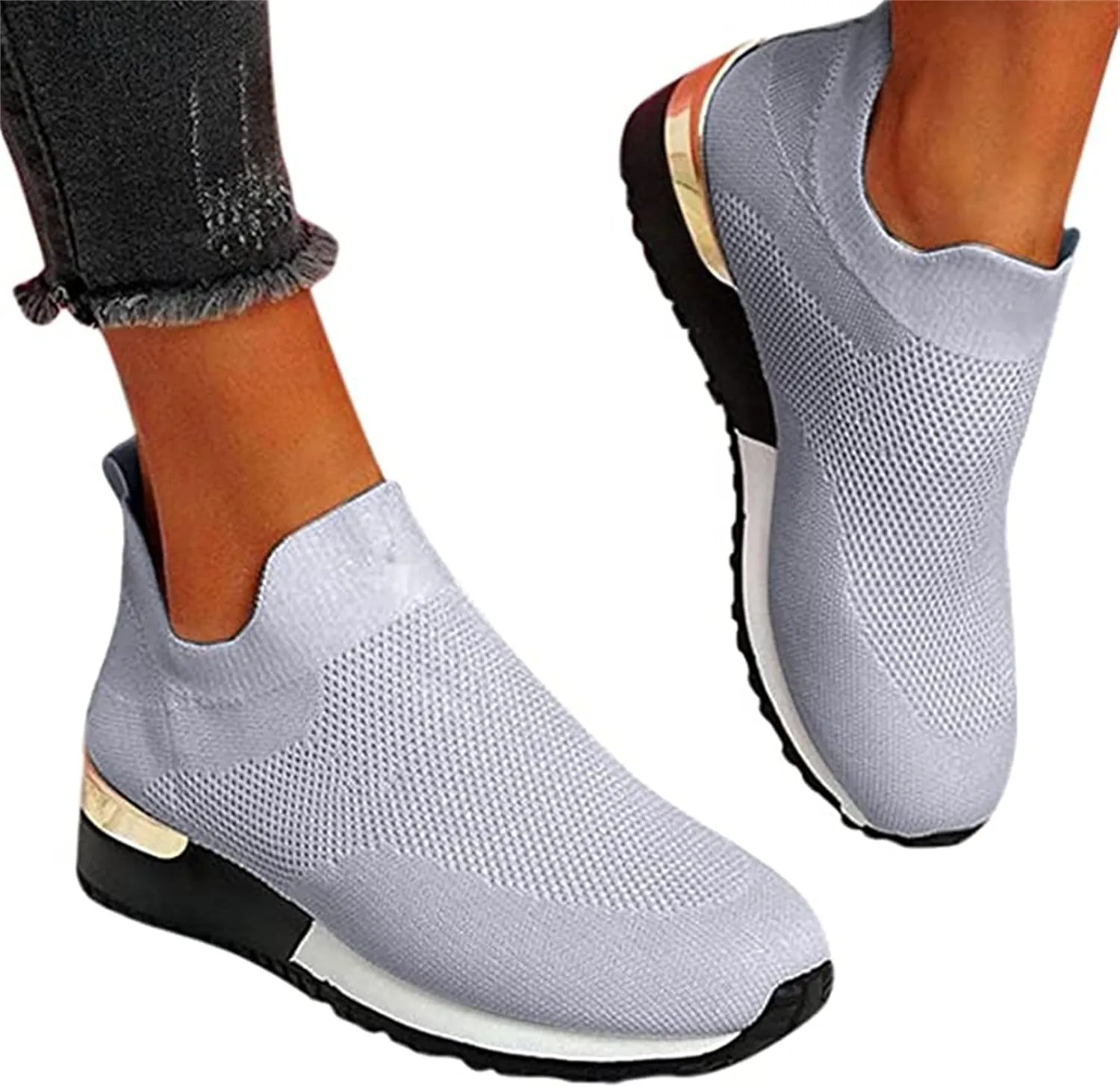 Ladmiple Gym Shoes For Women Workout Running Slip On Walking Shoes Non Slip Breathable Casual Athletic Tennis Sneakers