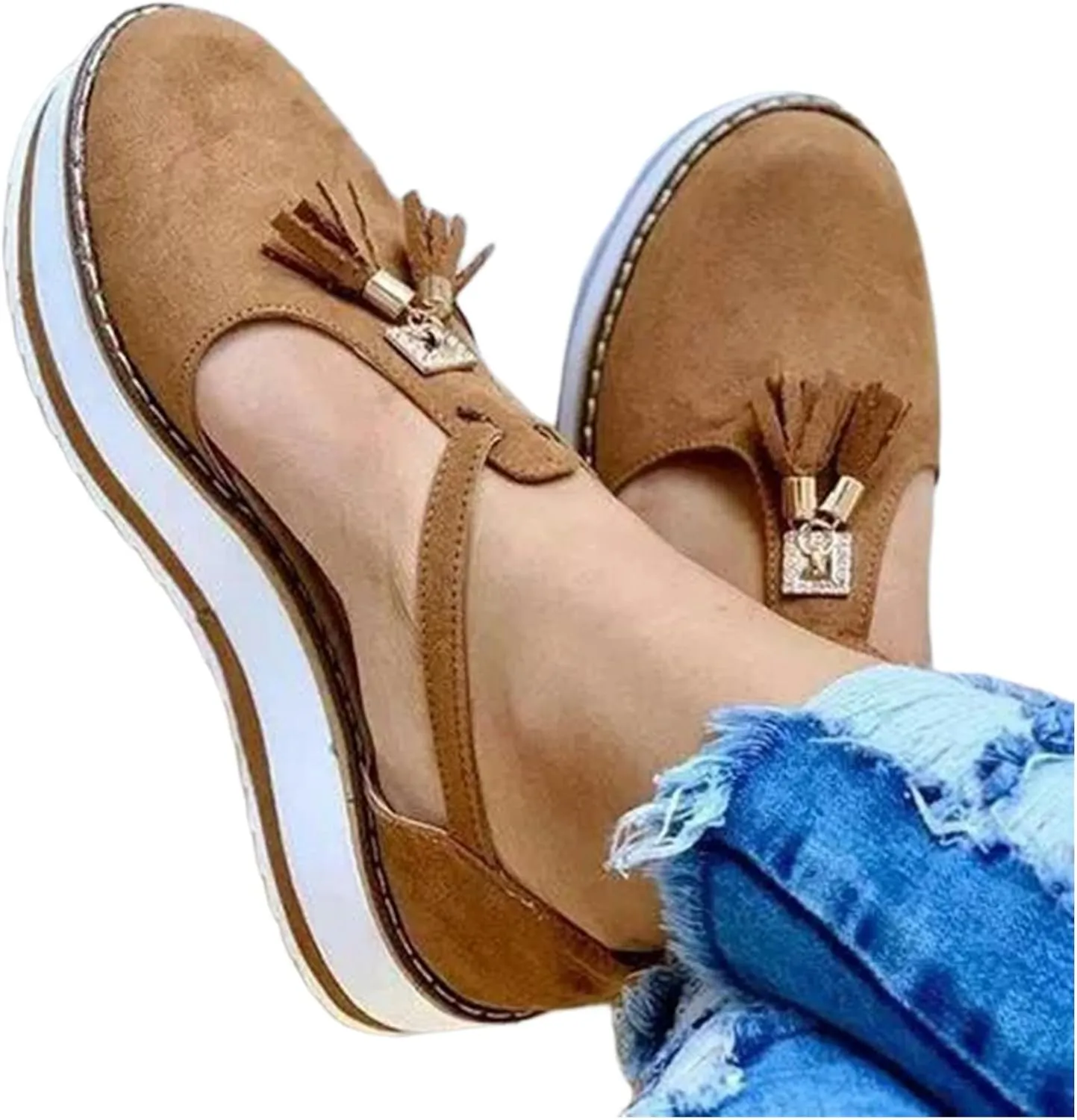 Ladmiple Sneakers For Women Walking Shoes Slip On Comfort Casual Dressy Summer Fashion Non Slip Platform Flats Loafers