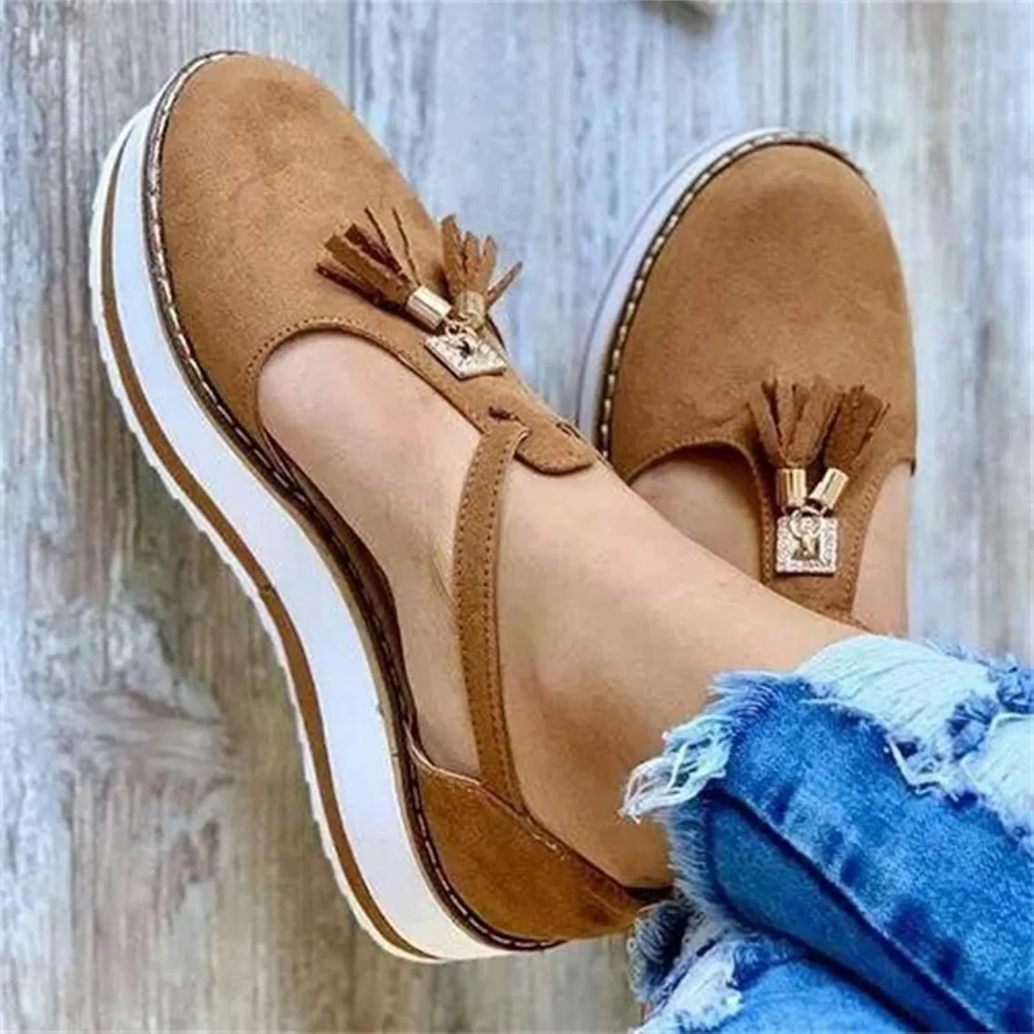 Ladmiple Sneakers For Women Walking Shoes Slip On Comfort Casual Dressy Summer Fashion Non Slip Platform Flats Loafers