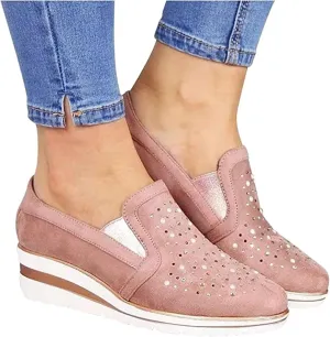 Ladmiple Sneakers For Women Walking Shoes Wide Width Glitter Shoes Slip On Casual Dressy Summer Fashion Flats Loafers