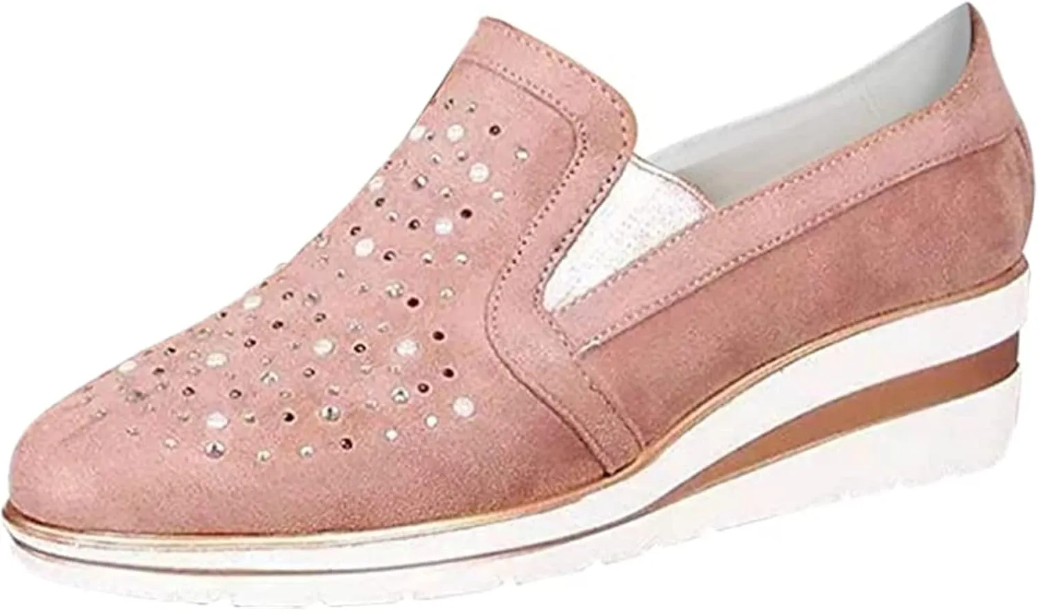 Ladmiple Sneakers For Women Walking Shoes Wide Width Glitter Shoes Slip On Casual Dressy Summer Fashion Flats Loafers