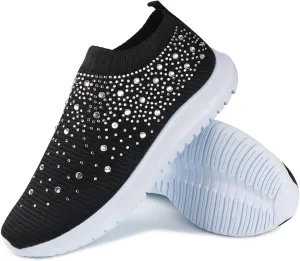 Ladmiple Walking Shoes Women Comfort Slip On Sneakers Breathable Lightweight Non Slip Mesh Gym Running Workout Shoes