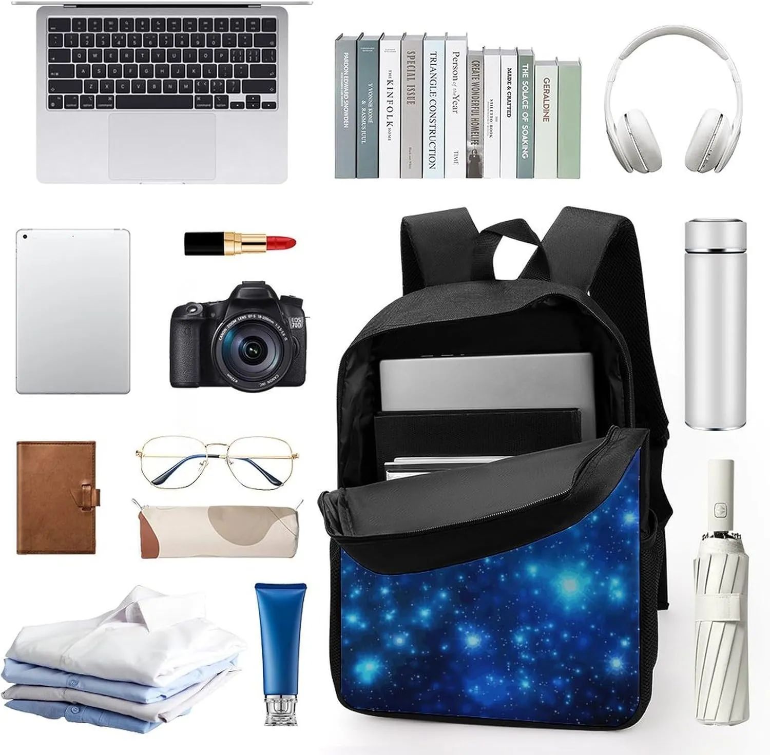 Laptop Backpack Casual Daypack Waterproof Blue Shining Stars Computer Bag Business Work Bag for Travel