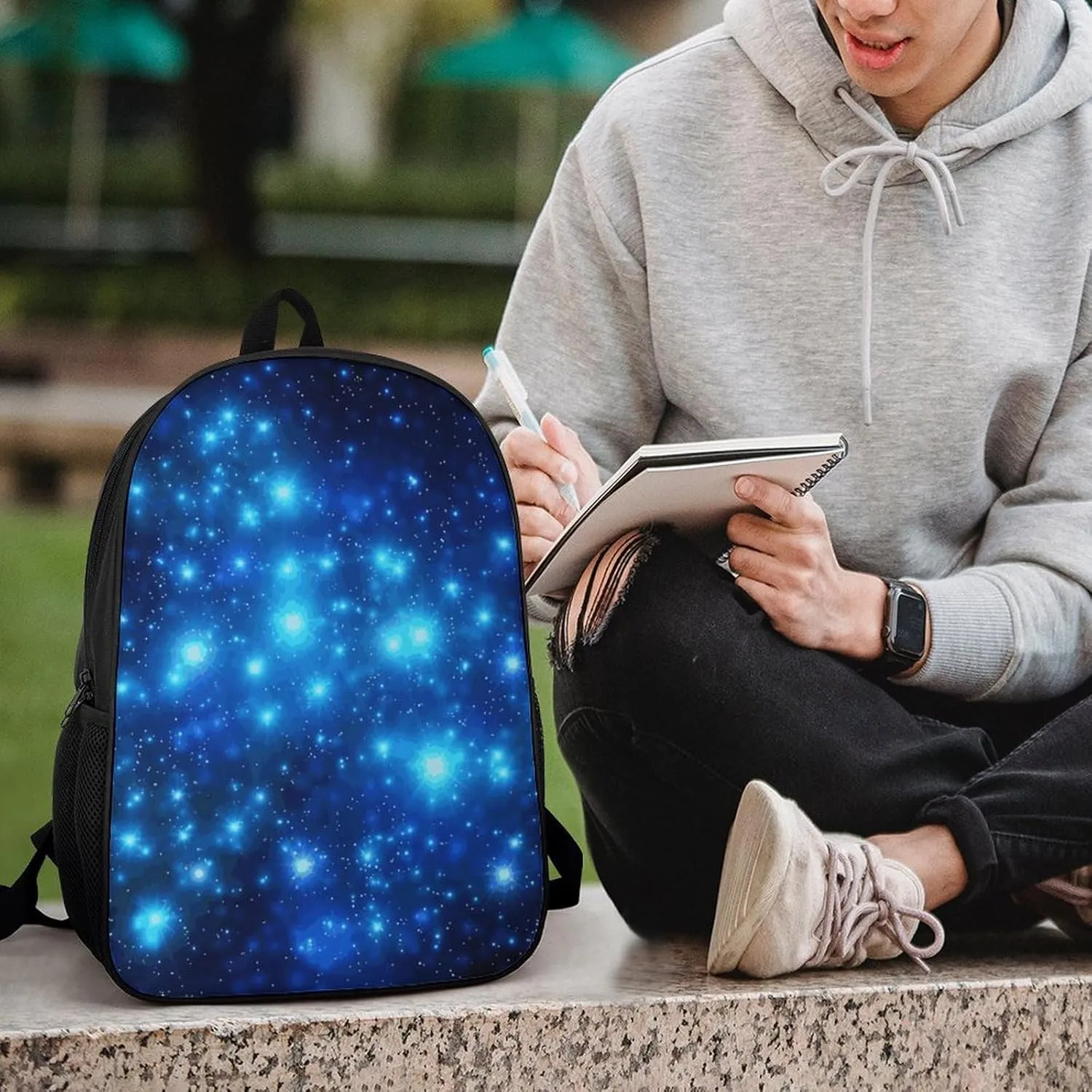 Laptop Backpack Casual Daypack Waterproof Blue Shining Stars Computer Bag Business Work Bag for Travel
