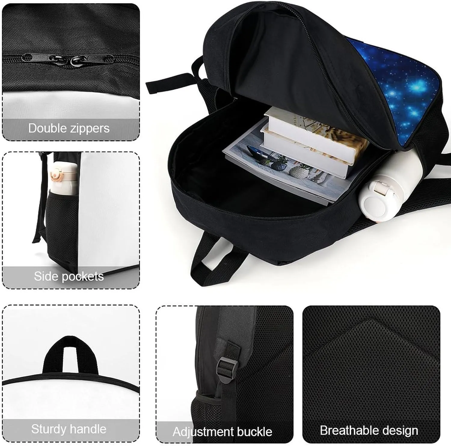 Laptop Backpack Casual Daypack Waterproof Blue Shining Stars Computer Bag Business Work Bag for Travel