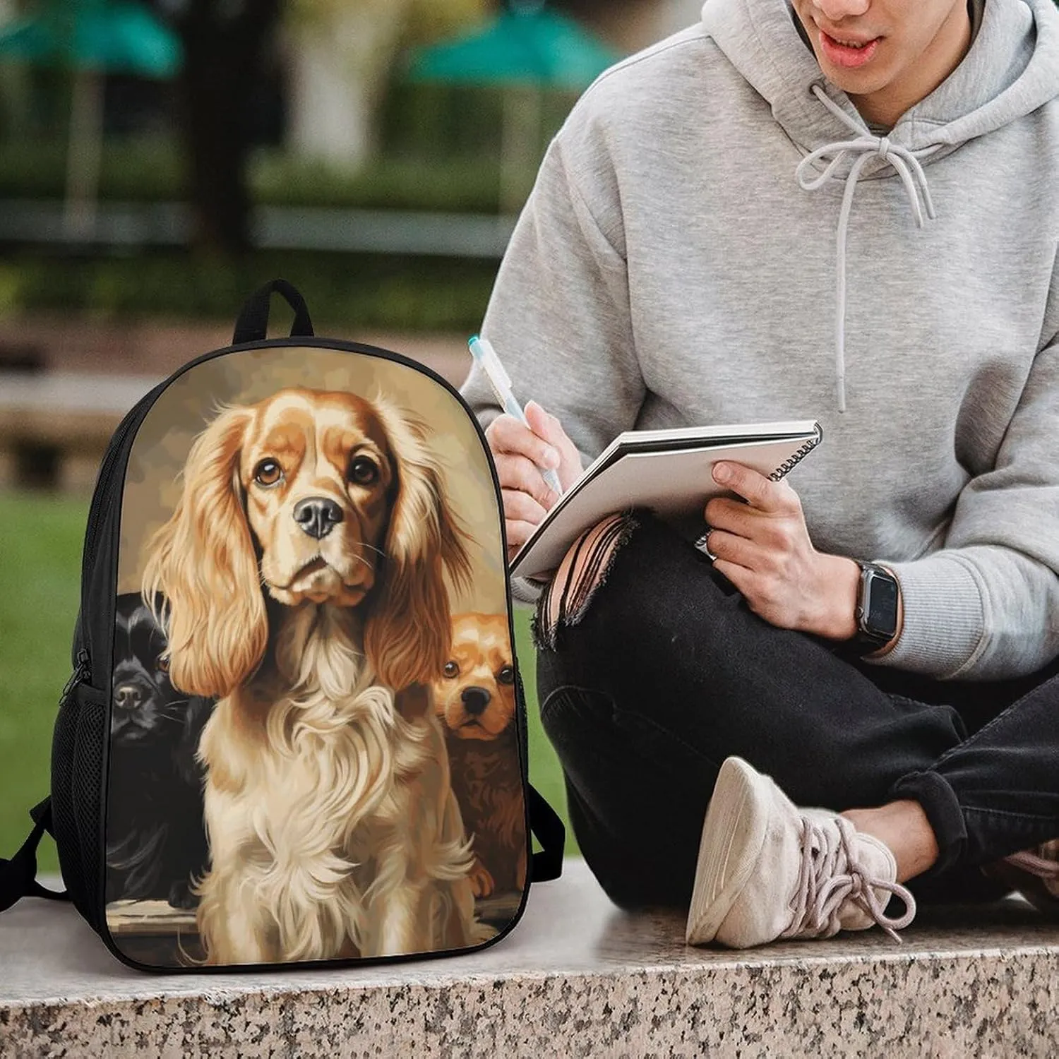Laptop Backpack Casual Daypack Waterproof Cocker Spaniel Computer Bag Business Work Bag for Travel, 17inch