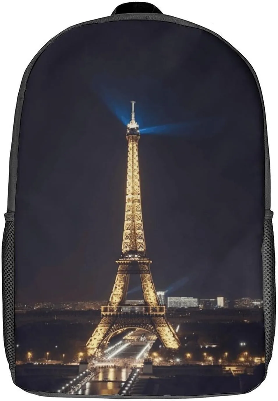 Laptop Backpack Casual Daypack Waterproof Eiffel Tower in Paris at Night Computer Bag Business Work Bag for Travel, 17inch