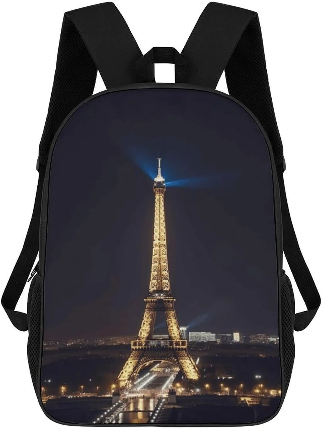 Laptop Backpack Casual Daypack Waterproof Eiffel Tower in Paris at Night Computer Bag Business Work Bag for Travel, 17inch