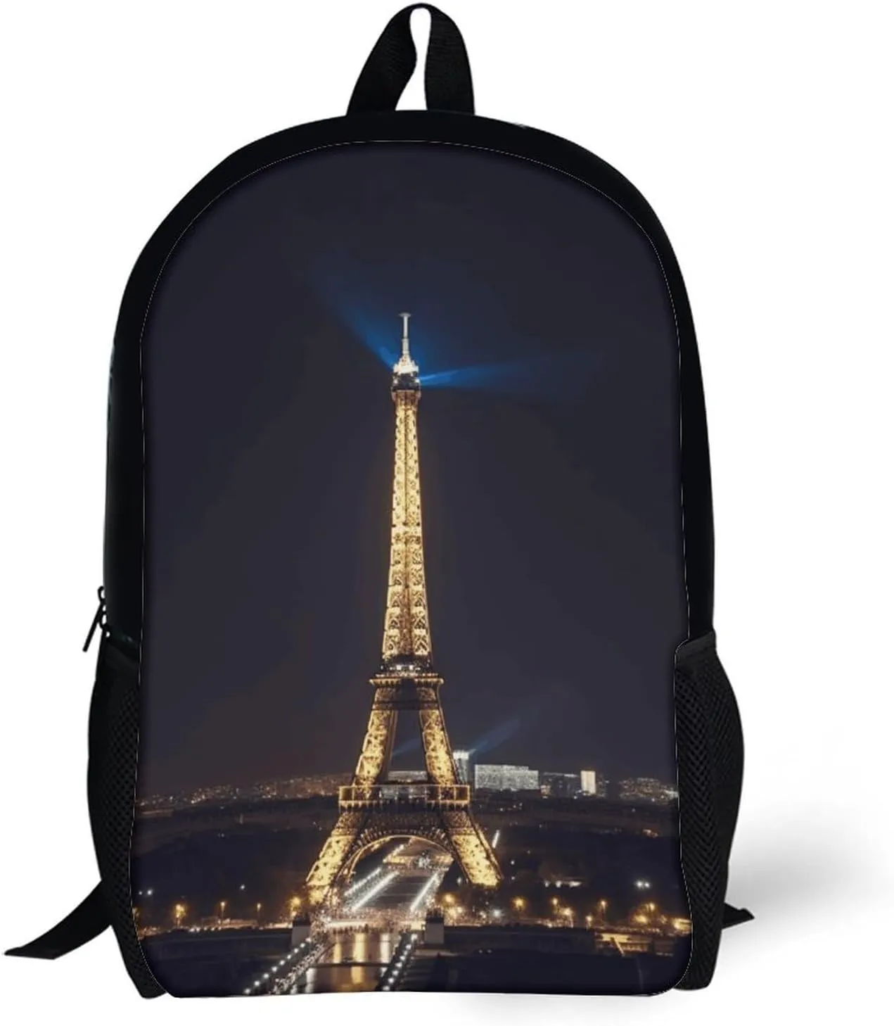 Laptop Backpack Casual Daypack Waterproof Eiffel Tower in Paris at Night Computer Bag Business Work Bag for Travel, 17inch
