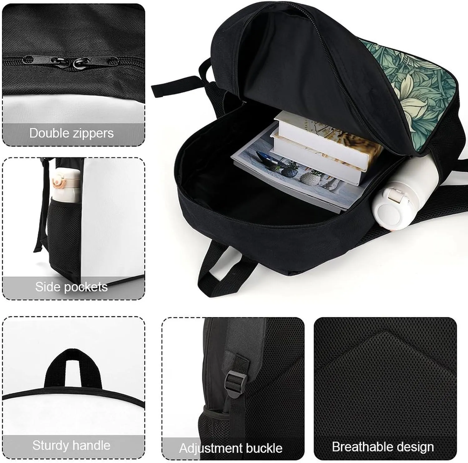 Laptop Backpack Casual Daypack Waterproof Leaves And Flowers Computer Bag Business Work Bag for Travel
