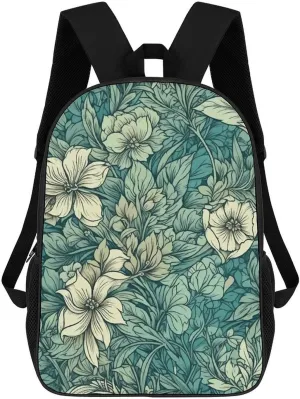 Laptop Backpack Casual Daypack Waterproof Leaves And Flowers Computer Bag Business Work Bag for Travel