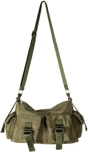 Large Nylon Hobo Tote with Multi Pockets Shoulder & Crossbody Messenger Top-Handle Handbag Purse for Women