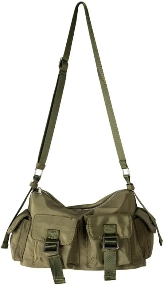 Large Nylon Hobo Tote with Multi Pockets Shoulder & Crossbody Messenger Top-Handle Handbag Purse for Women