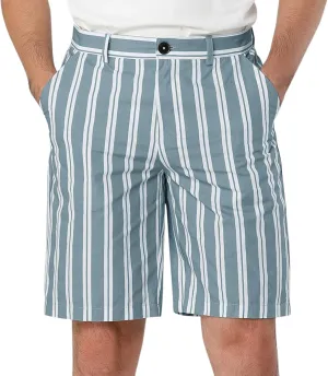 Lars Amadeus Men's Summer Striped Shorts Slim Fit Flat Front Walk Chino Seersucker Pants