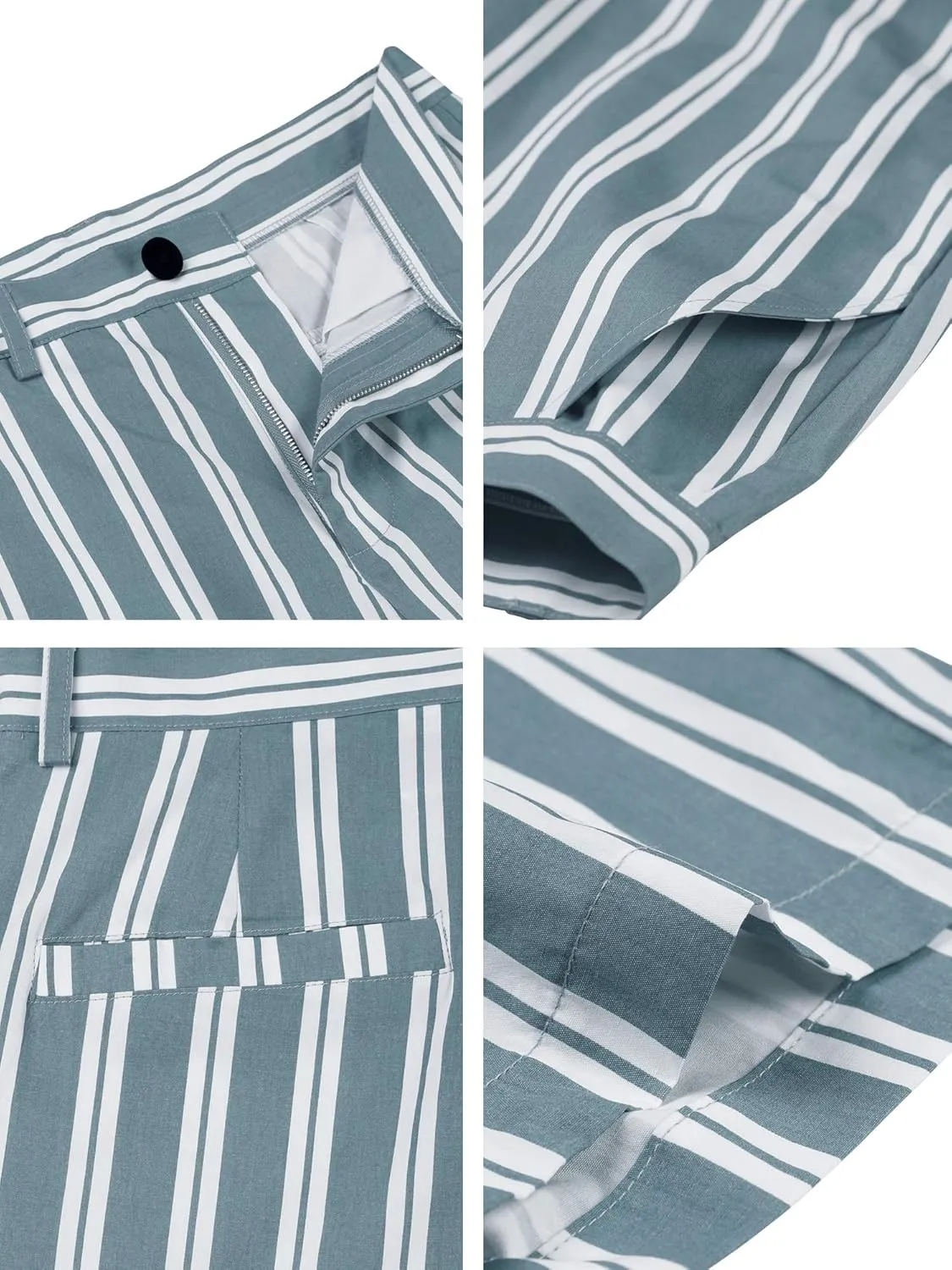 Lars Amadeus Men's Summer Striped Shorts Slim Fit Flat Front Walk Chino Seersucker Pants
