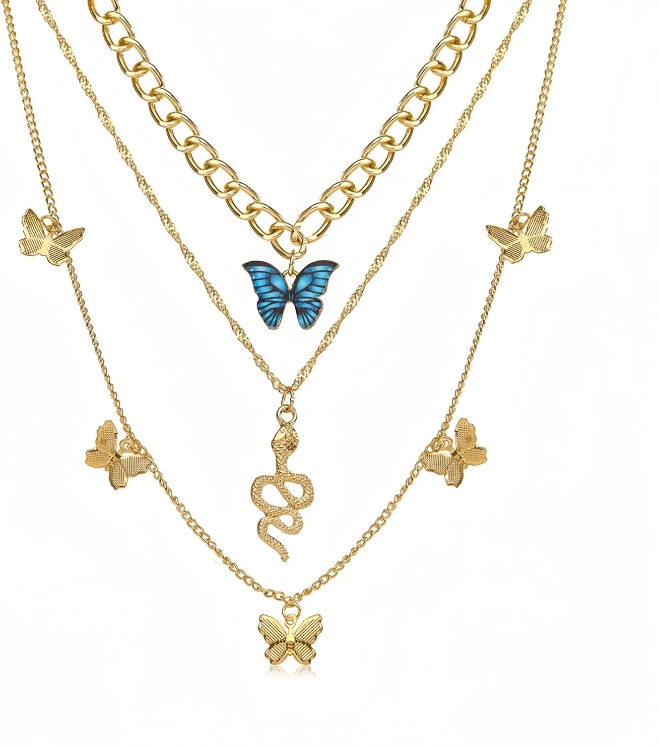 Layered Gold Plated Necklaces For Women Trendy Dainty Non Tarnish Chunky 14k Gold Layering Prom Necklace Set Gold Chain Choker Charm Necklace Stack For Woman