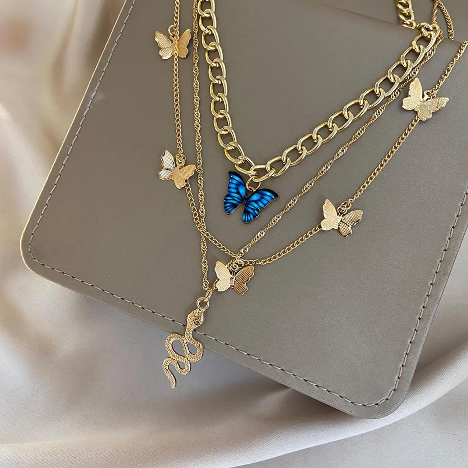 Layered Gold Plated Necklaces For Women Trendy Dainty Non Tarnish Chunky 14k Gold Layering Prom Necklace Set Gold Chain Choker Charm Necklace Stack For Woman