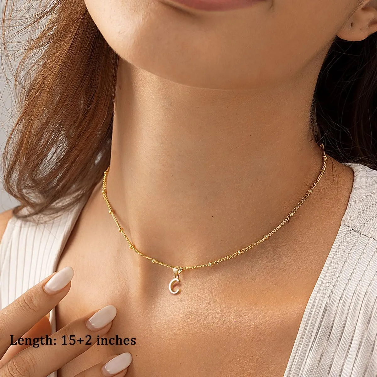 Layered Heart Necklaces for Women, 14k Gold Plated Layering Cubic Zirconia Heart Pendant Initial A-Z Choker Necklaces, Adjustable Chain Necklaces Jewelry Gift for Women Wife Mom