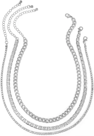 Layered Necklaces for Women, Dainty Layering Necklaces for Women Simple Thin Rhinestones Chain Pendant Chain Necklaces Women Jewelry, 3 Pieces