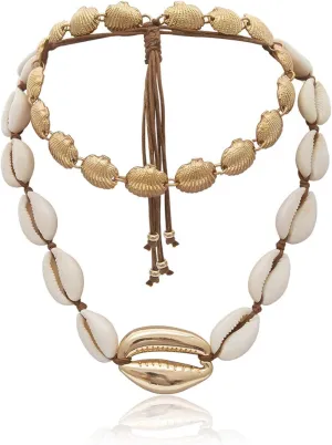 Layered Necklaces for Women, Layered Necklaces for Women Scallop Shell Multilayer Chain Pendant Chain Necklaces for Women Girls, 3 Pieces