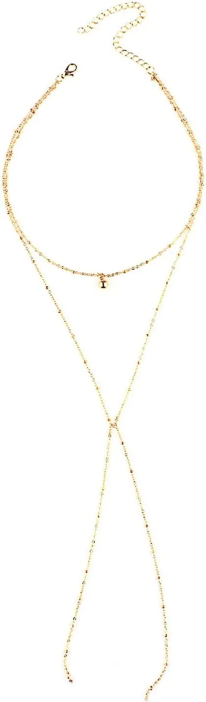 Layering Necklaces for Women, Dainty Layered Necklaces for Women Long Chain Pendant Chain Necklaces for Womens, 2 Layers, Gold, 45CM