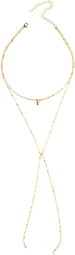 Layering Necklaces for Women, Dainty Layered Necklaces for Women Long Chain Pendant Chain Necklaces for Womens, 2 Layers, Gold, 45CM