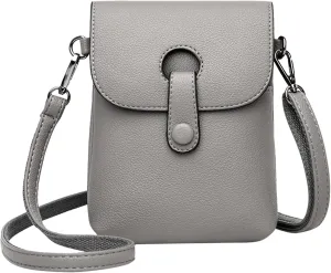 Leather Crossbody Bags for Women Cute Hobo Tote Handbags Mini Clutch Purses with Zipper Closure Gifts for Mom(Grey)