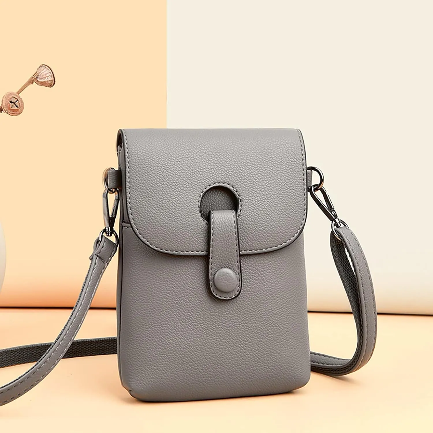 Leather Crossbody Bags for Women Cute Hobo Tote Handbags Mini Clutch Purses with Zipper Closure Gifts for Mom(Grey)