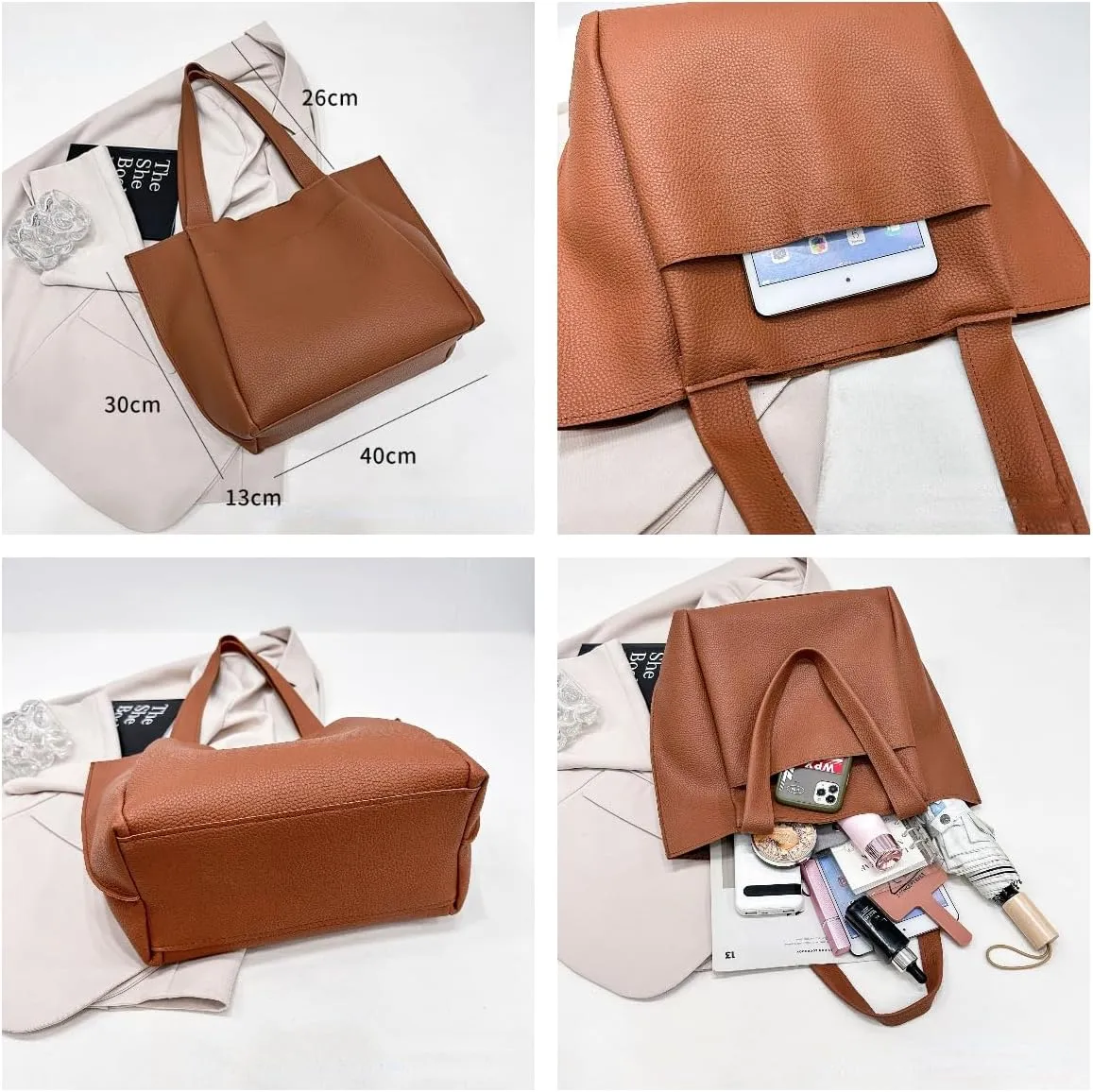 Leather Tote Bag Everything Shoulder Bags Work Crossbody Bag Aesthetic Designer Hobo Bags for Women Cute