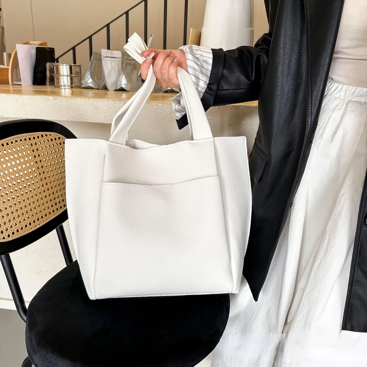 Leather Tote Bag Everything Shoulder Bags Work Crossbody Bag Aesthetic Designer Hobo Bags for Women Cute