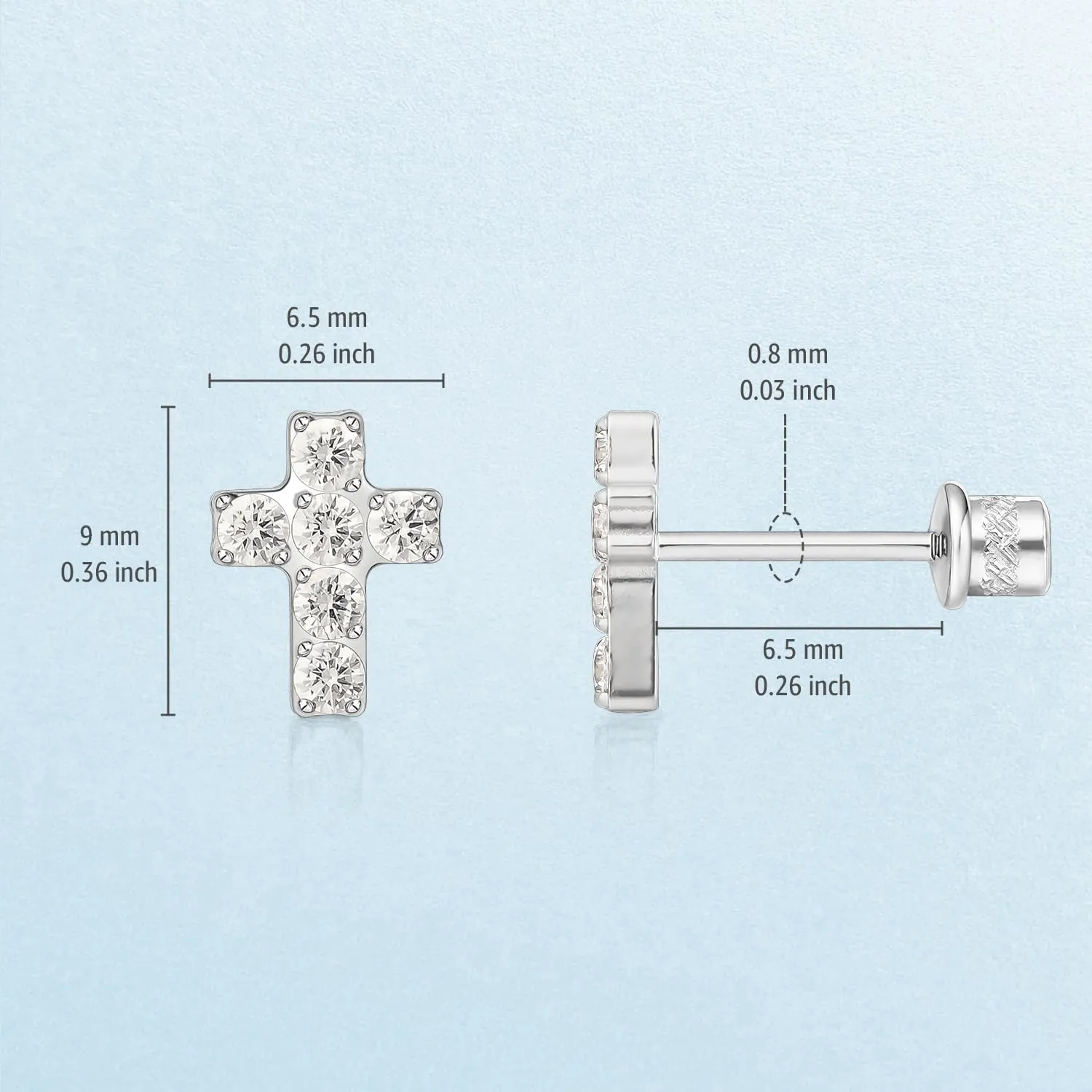 limerencia Hypoallergenic G23 Implant Grade Titanium Screw Back Earrings Tragus 20G Helix F136 Piercing Post for Sensitive Ears Cartilage