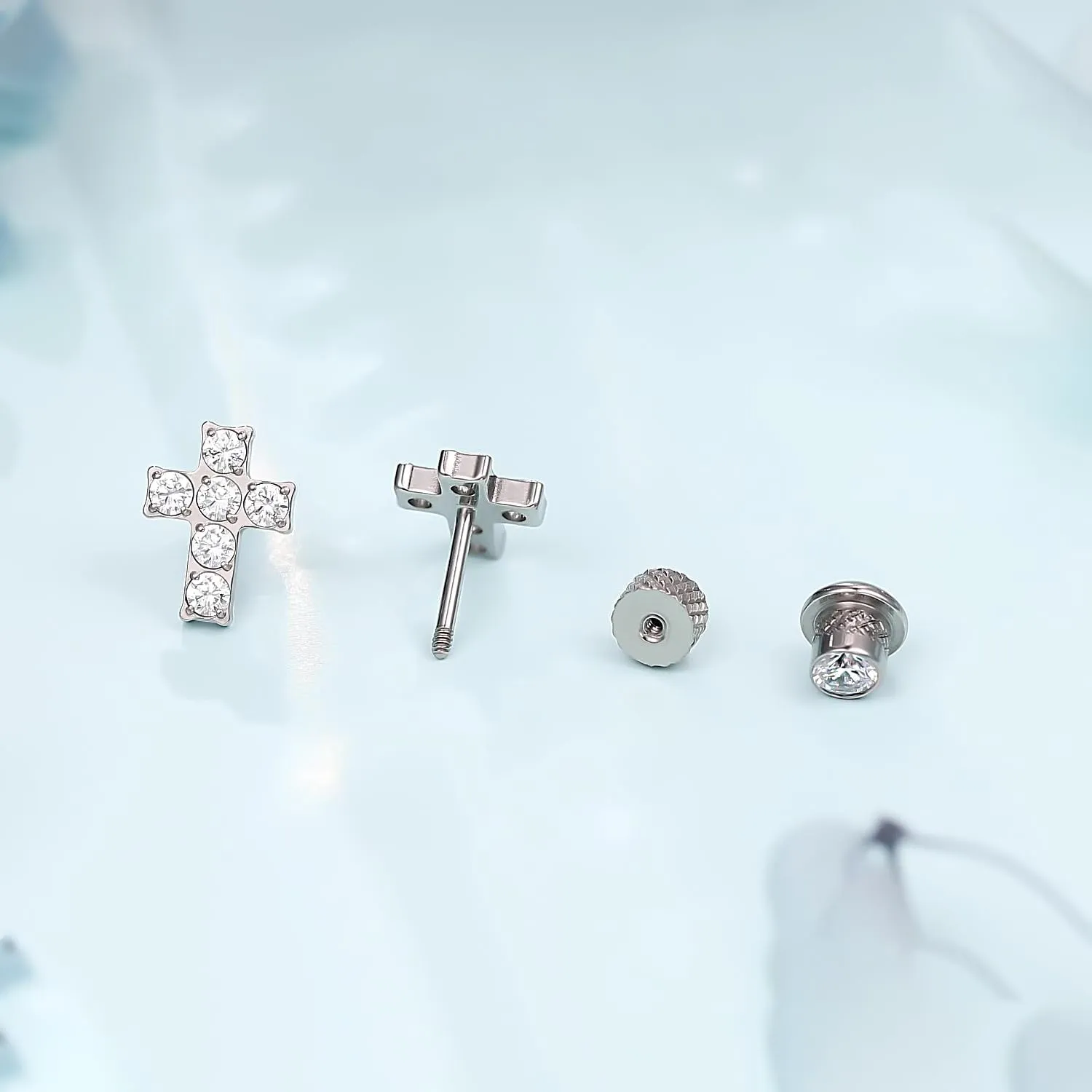 limerencia Hypoallergenic G23 Implant Grade Titanium Screw Back Earrings Tragus 20G Helix F136 Piercing Post for Sensitive Ears Cartilage